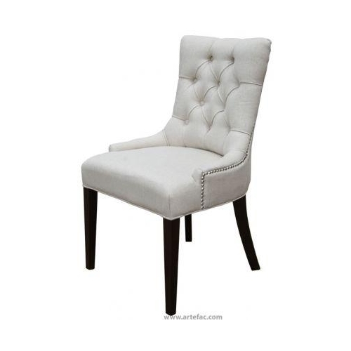 Accent Dining Chairs w/ Silver Studs - Neutral Linen Fabric R-1071 ON SALE!