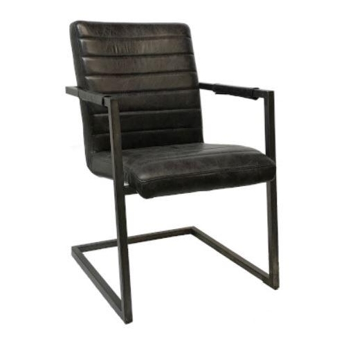 Antique Slate Grey 100% Full Grain Leather Arm Chair RV-119
