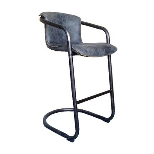 Bar-Counter stool in Full Grain Leather - Ebony
