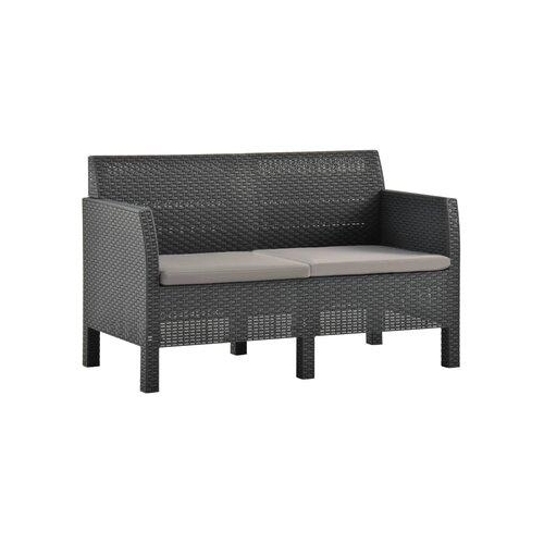 2-Seater Garden Sofa with Cushions Anthracite PP