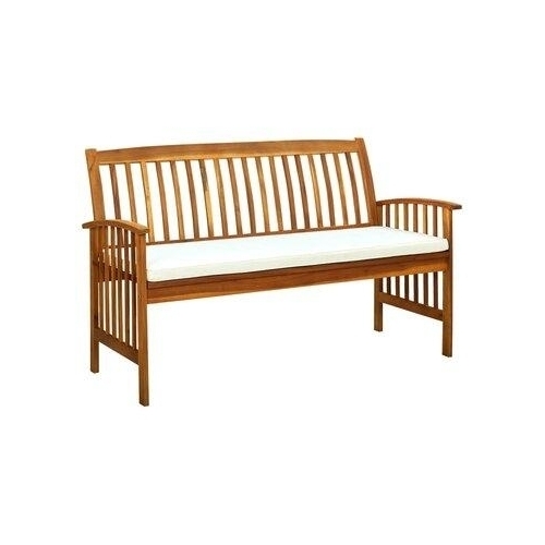 Solid Acacia Wood Garden Bench with Cushion 57.9" x 25.2" x 35.4"