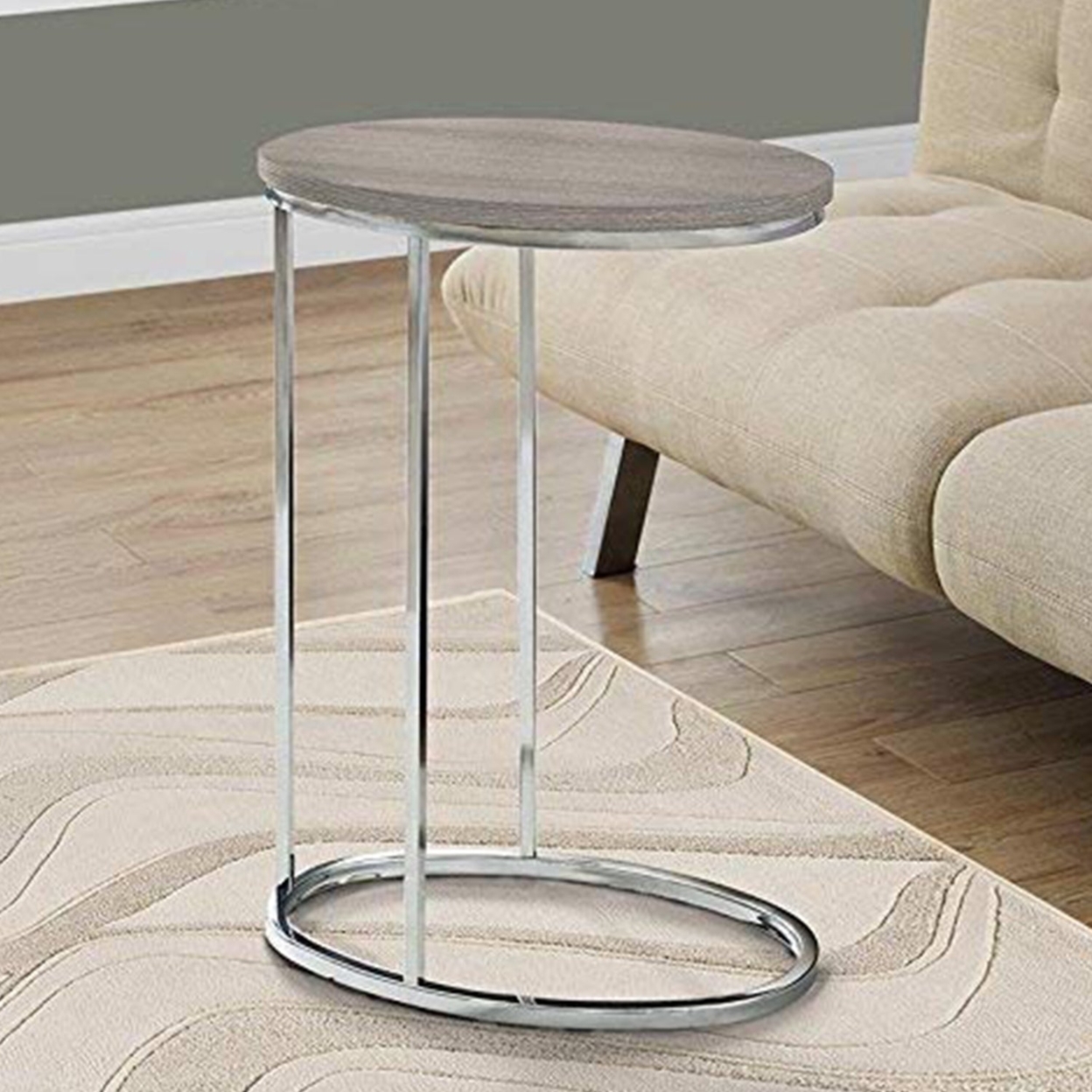 18.5" x 12" x 25" Dark Taupe Particle Board Laminate Metal Accent Table - Dark Taupe