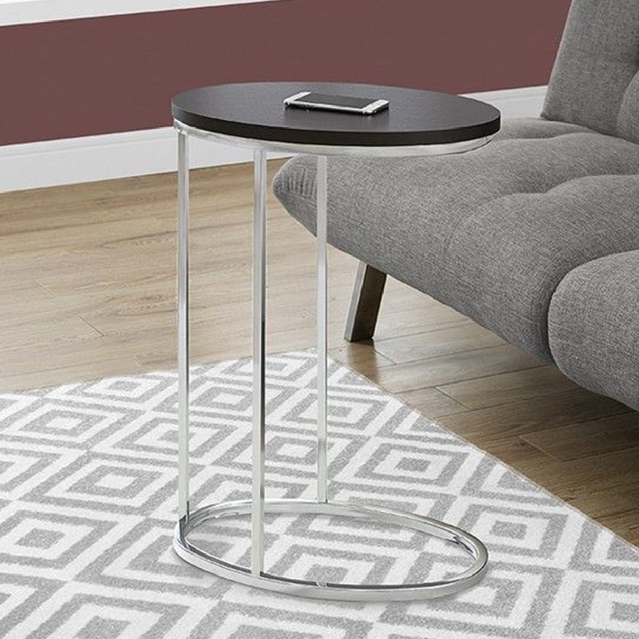 18.5" x 12" x 25" Dark Taupe Particle Board Laminate Metal Accent Table - Cappuccino