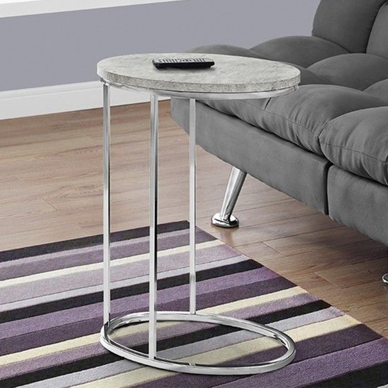18.5" x 12" x 25" Dark Taupe Particle Board Laminate Metal Accent Table - Grey