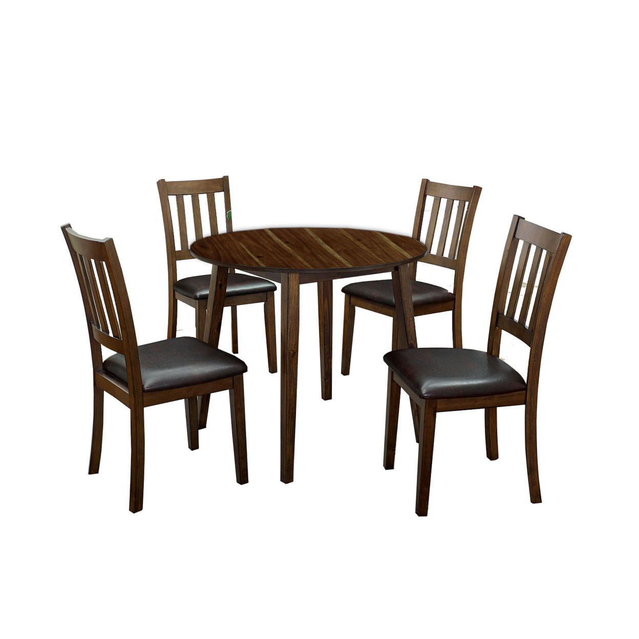 Saltoro Sherpi Wooden Dining Table with Ladder Back Style Chairs, Set of 5, Brown