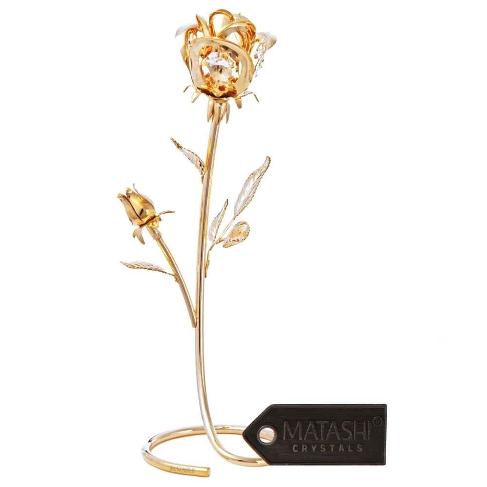 Flower Ornament Dipped In 24K Gold Luxury Gift Box Bearington Lil' Lovable Valentine's Day Plush Stuffed Animal Teddy Bear White 11