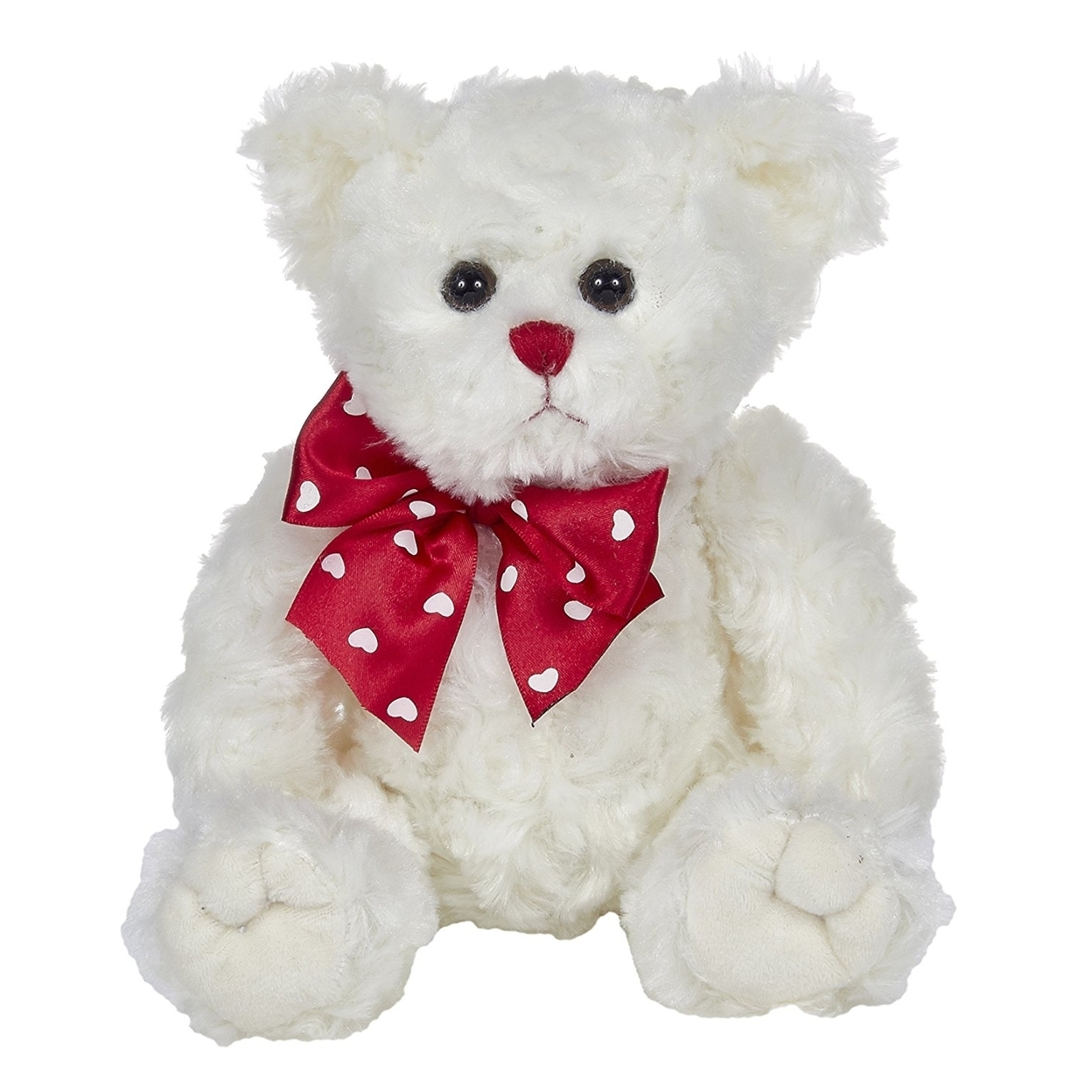 Bearington Lil' Lovable Valentine's Day Plush Stuffed Animal Teddy Bear White 11, Chrome Plated Silver Rose Flower Tabletop Ornament