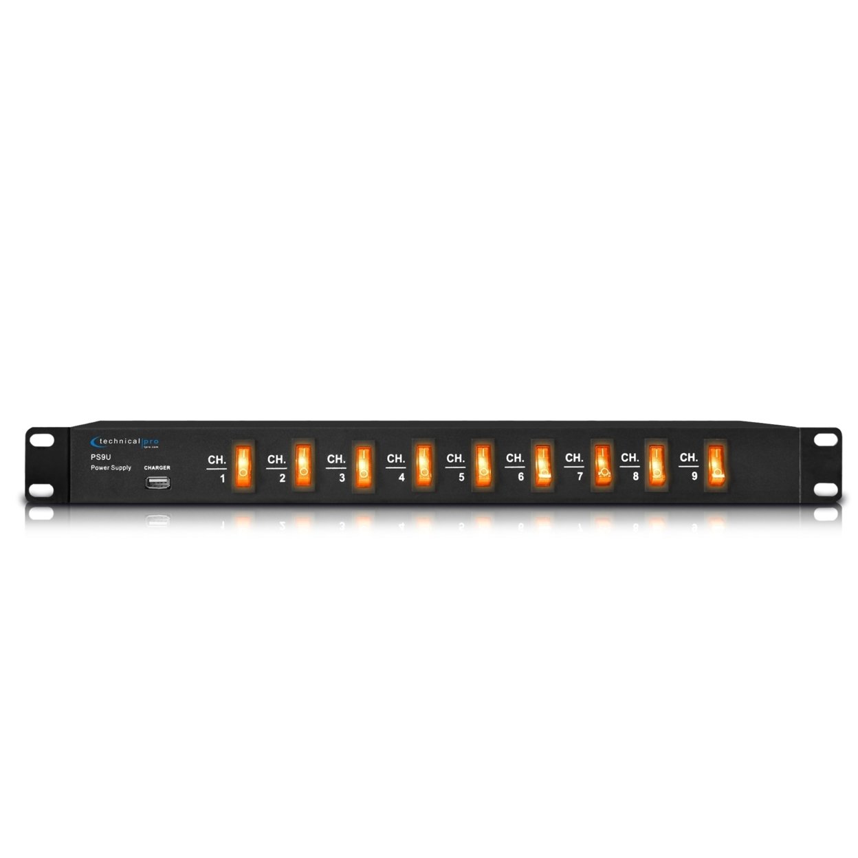New Technical Pro Rack Mount Power Strip With 5V USB Charging Port & 9 Switches, Max Load 1800 Watts