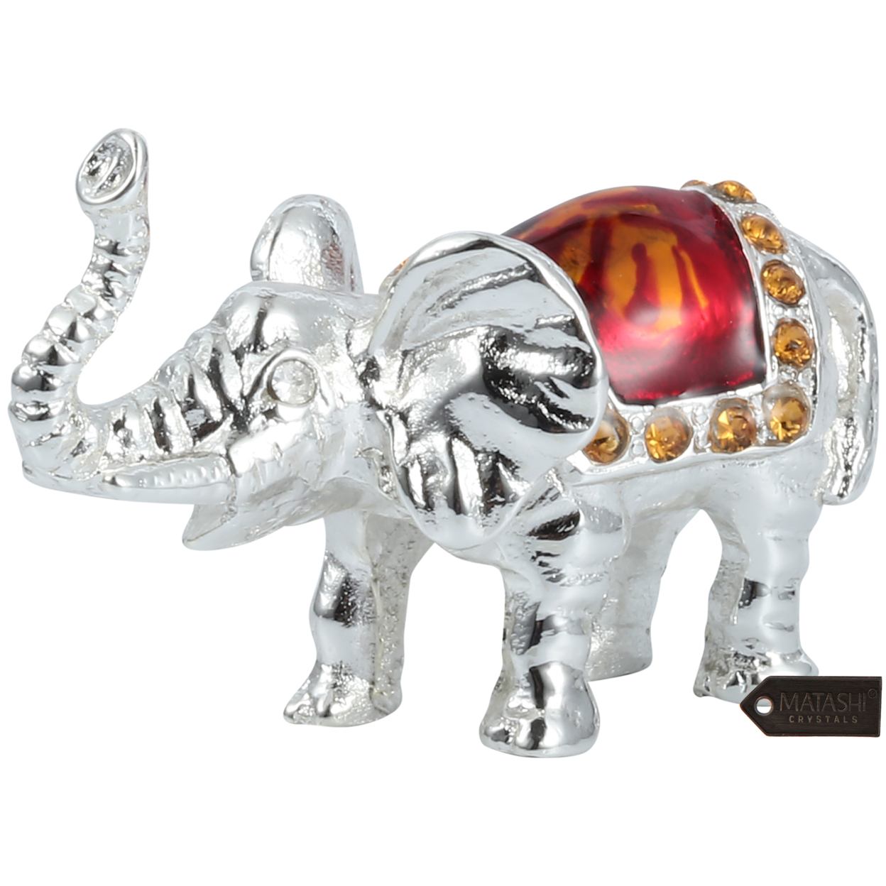 Matashi Silver Plated Crystal Studded Family Of Elephants Ornaments