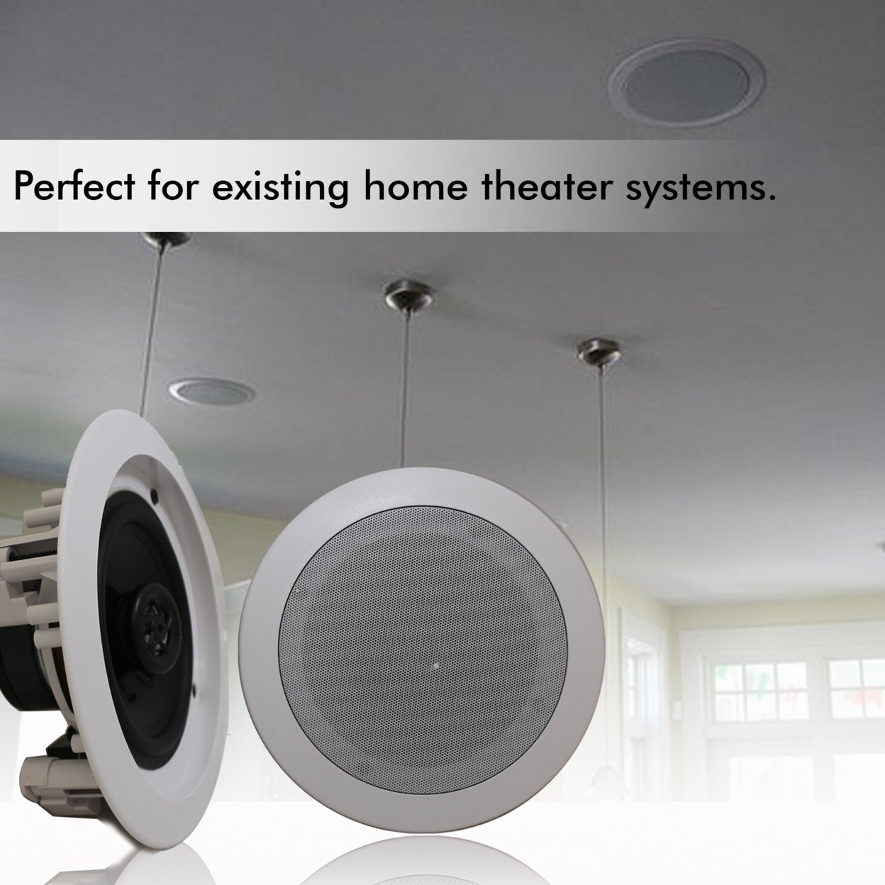 Technical Pro 1000W Bluetooth Home System W/USB/SD Inputs + (Qty 6) 6.5 Flush Mount In-Ceiling Stereo Speakers + Mic W/10 Ft Cable