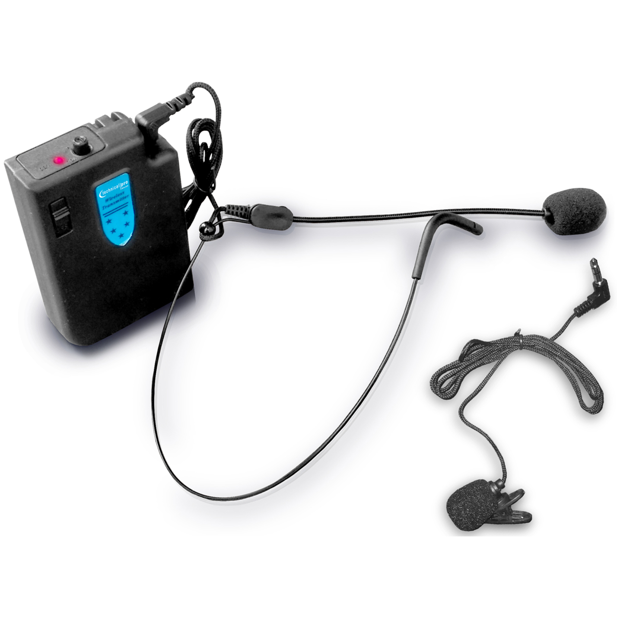 Technical Pro Professional UHF Wireless Headset And Lapel Microphone System With USB Powered Receiver, & Rechargeable Bodypack Transmitter