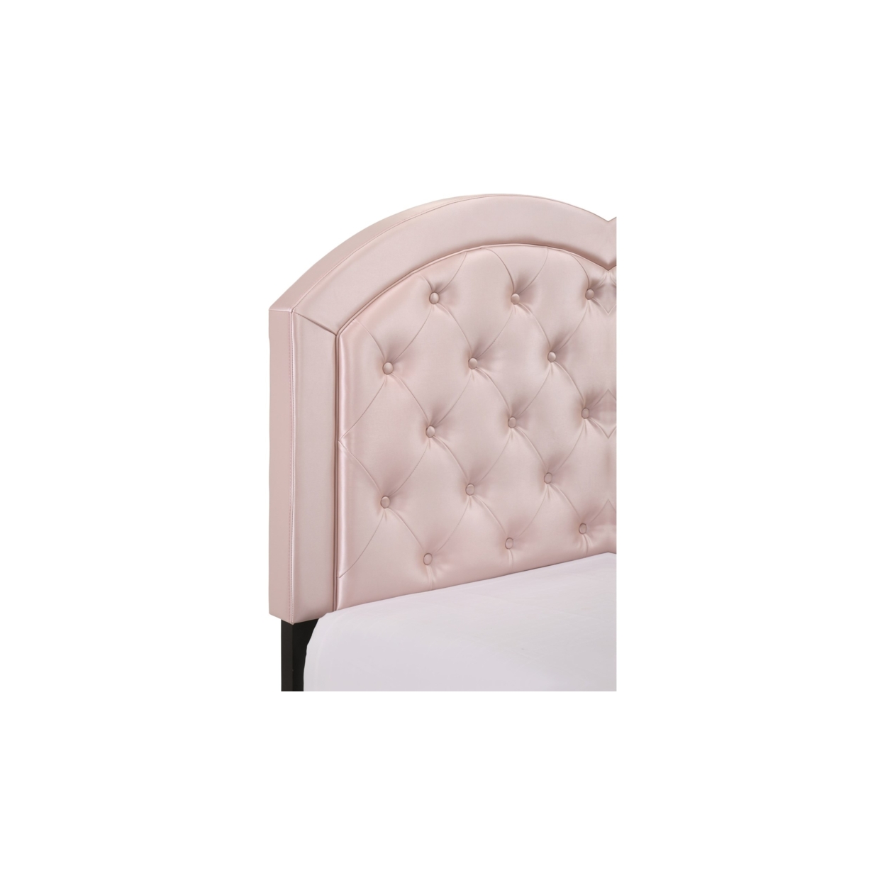 Twin Platform Bed With Curved Button Tufted Headboard, Pink- Saltoro Sherpi