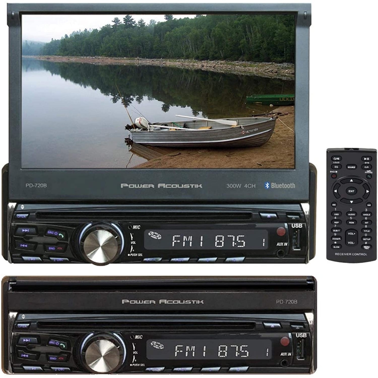 New Power Acoustik PD-720B Single DIN With 7-inch Motorized LCD Touchscreen, DVD, CD/MP3 Car Stereo With Bluetooth