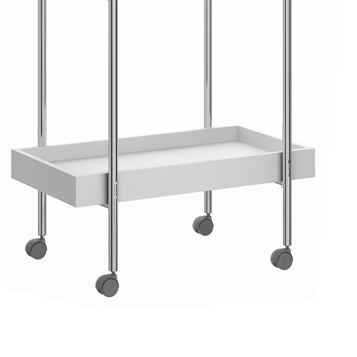 Storage Cart With 2 Tier Design And Metal Frame, White And Chrome- Saltoro Sherpi