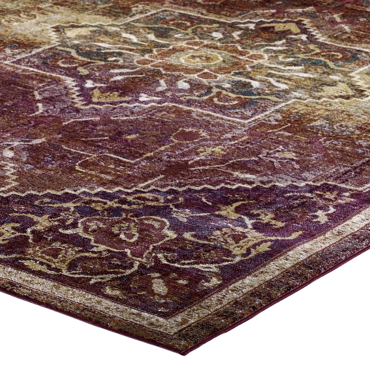 Success Kaede Transitional Distressed Vintage Floral Persian Medallion 5x8 Area Rug, Multicolored