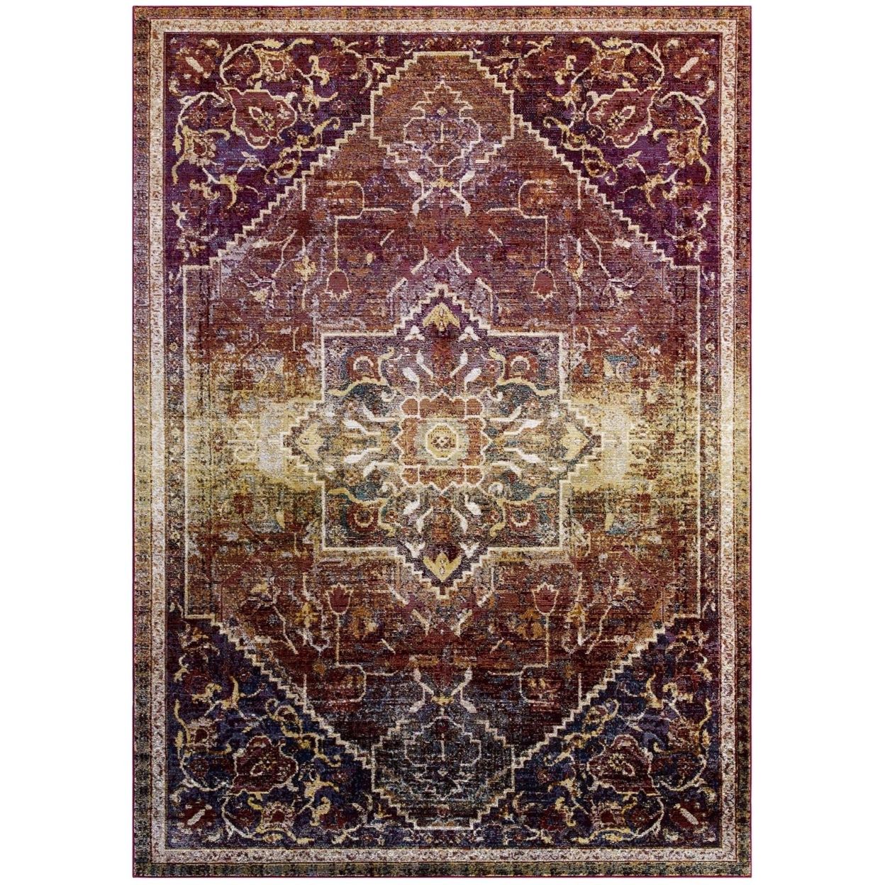Success Kaede Transitional Distressed Vintage Floral Persian Medallion 4x6 Area Rug, Multicolored