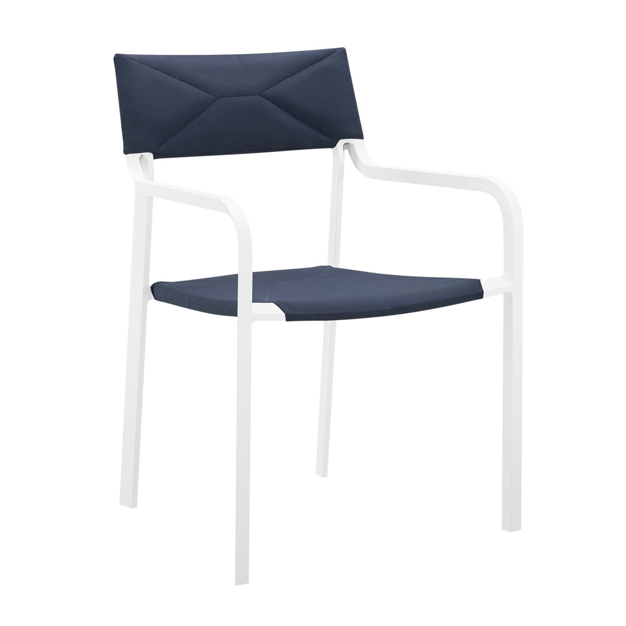 Raleigh Stackable Outdoor Patio Aluminum Dining Armchair, White Navy