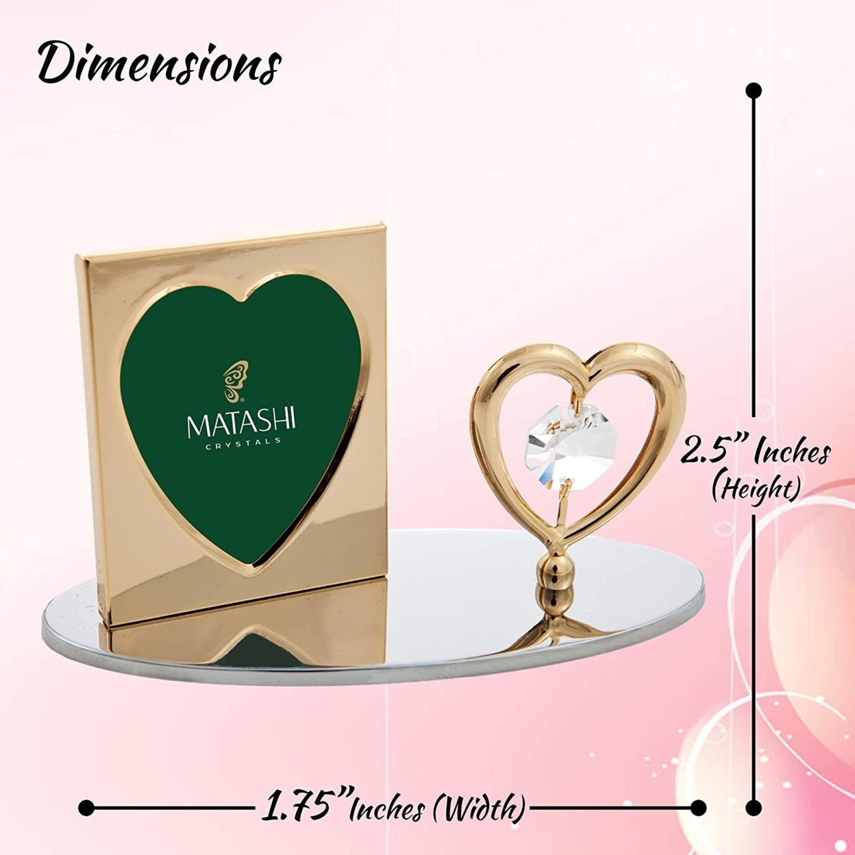 24K Gold Plated Picture Frame With Crystal Studded Heart Figurine By Matashi