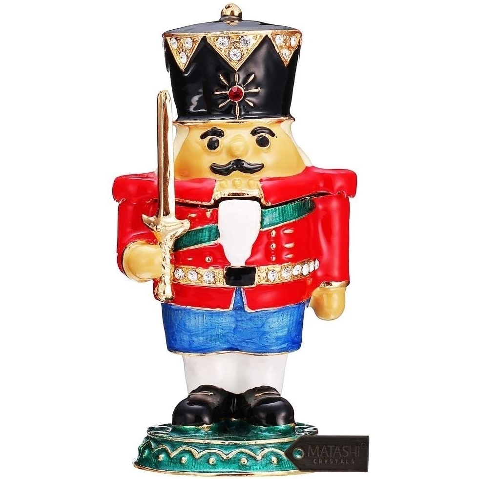 Matashi Nutcracker Trinket Box W/ Crystals & Hand-Painted Craftsmanship Holds Jewelry Necklaces Rings Earrings Standing Decorative Ornament
