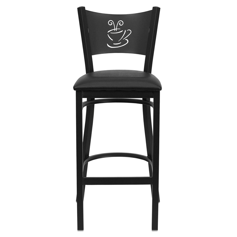 Black Coffee Stool-Black Seat