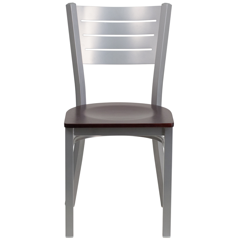 Silver Slat Chair-Mah Seat