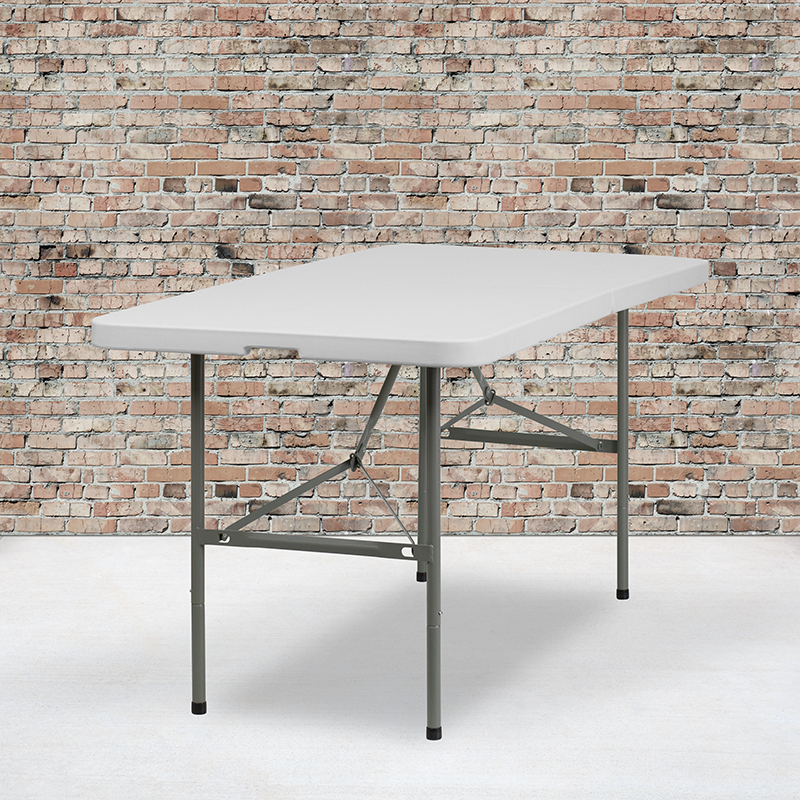 5-Foot Bi-Fold Granite White Plastic Folding Table DAD-YCZ-152Z-GG