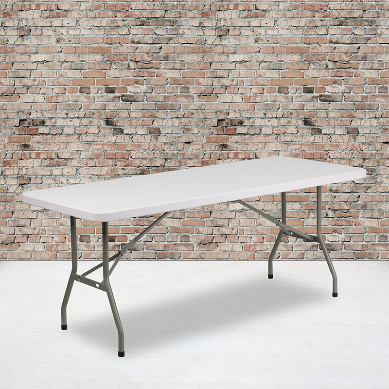 6-Foot Granite White Plastic Folding Table DAD-YCZ-183B-GW-GG