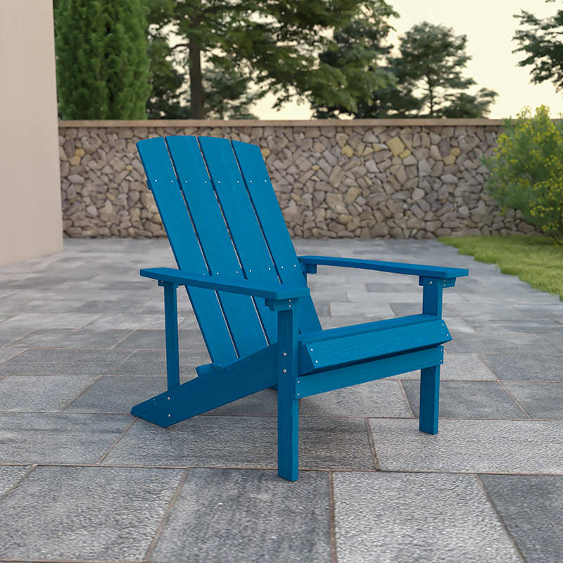 Charlestown All-Weather Adirondack Chair In Blue Faux Wood JJ-C14501-BLU-GG