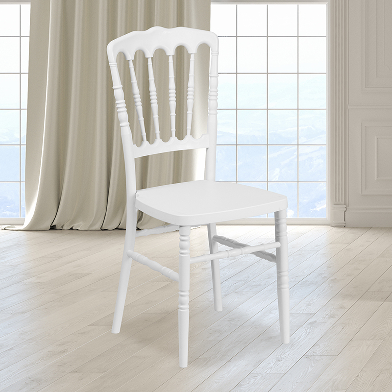 HERCULES Series White Resin Stacking Napoleon Chair LE-L-MON-WH-GG