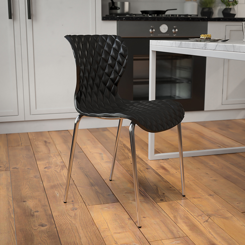 Lowell Contemporary Design Black Plastic Stack Chair LF-7-07C-BLK-GG