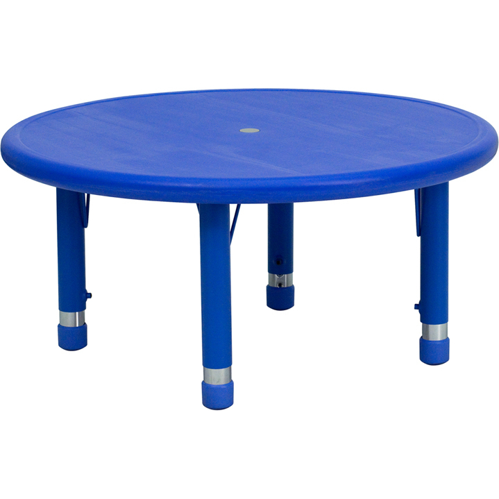 33 Round Blue Plastic Height Adjustable Activity Table YU-YCX-007-2-ROUND-TBL-BLUE-GG