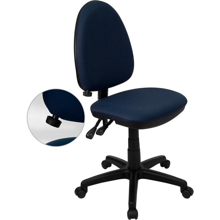 Mid-Back Navy Blue Fabric Multifunction Swivel Ergonomic Task Office Chair With Adjustable Lumbar Support WL-A654MG-NVY-GG