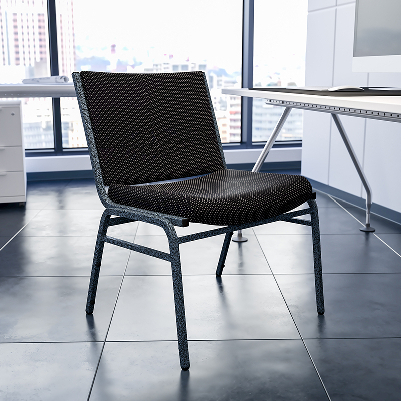 HERCULES Series Big And Tall 1000 Lb. Rated Black Fabric Stack Chair XU-60555-BK-GG