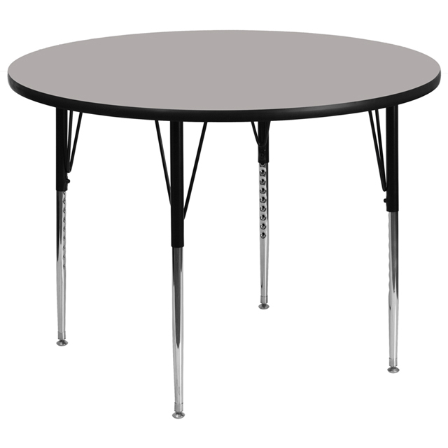 42 Round Grey HP Laminate Activity Table - Standard Height Adjustable Legs XU-A42-RND-GY-H-A-GG
