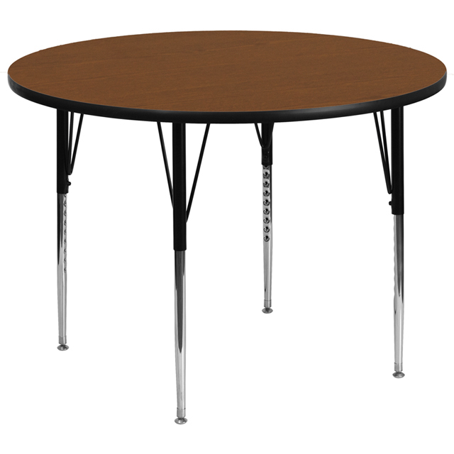 42 Round Oak HP Laminate Activity Table - Standard Height Adjustable Legs XU-A42-RND-OAK-H-A-GG