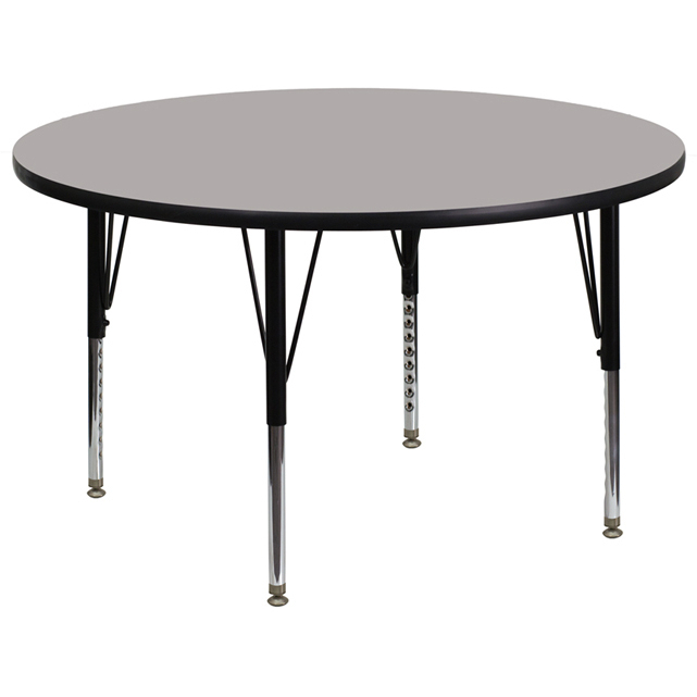 42 Round Grey HP Laminate Activity Table - Height Adjustable Short Legs XU-A42-RND-GY-H-P-GG