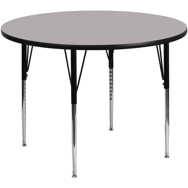 42 Round Grey Thermal Laminate Activity Table - Standard Height Adjustable Legs XU-A42-RND-GY-T-A-GG