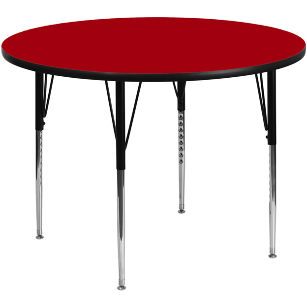42 Round Red Thermal Laminate Activity Table - Standard Height Adjustable Legs XU-A42-RND-RED-T-A-GG