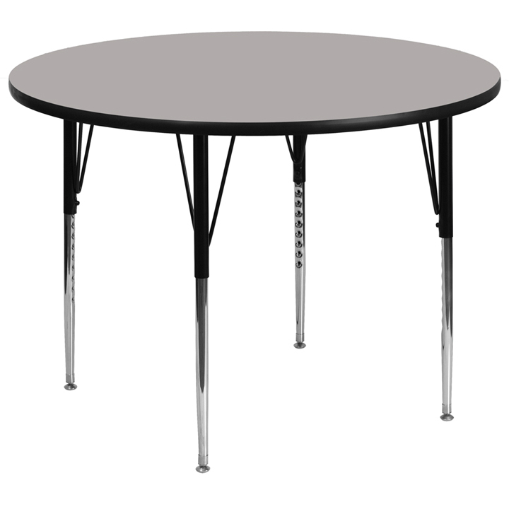 48 Round Grey HP Laminate Activity Table - Standard Height Adjustable Legs XU-A48-RND-GY-H-A-GG