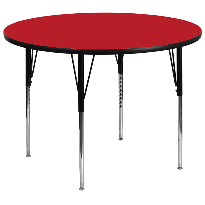 48 Round Red HP Laminate Activity Table - Standard Height Adjustable Legs XU-A48-RND-RED-H-A-GG
