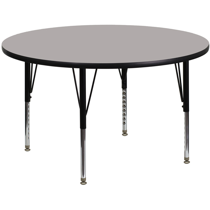 48 Round Grey HP Laminate Activity Table - Height Adjustable Short Legs XU-A48-RND-GY-H-P-GG