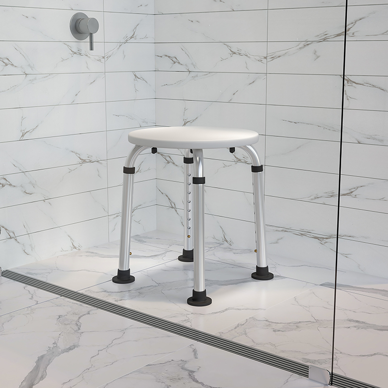 HERCULES Series Tool-Free And Quick Assembly, 300 Lb. Capacity, Adjustable White Bath And Shower Stool DC-HY3400L-WH-GG
