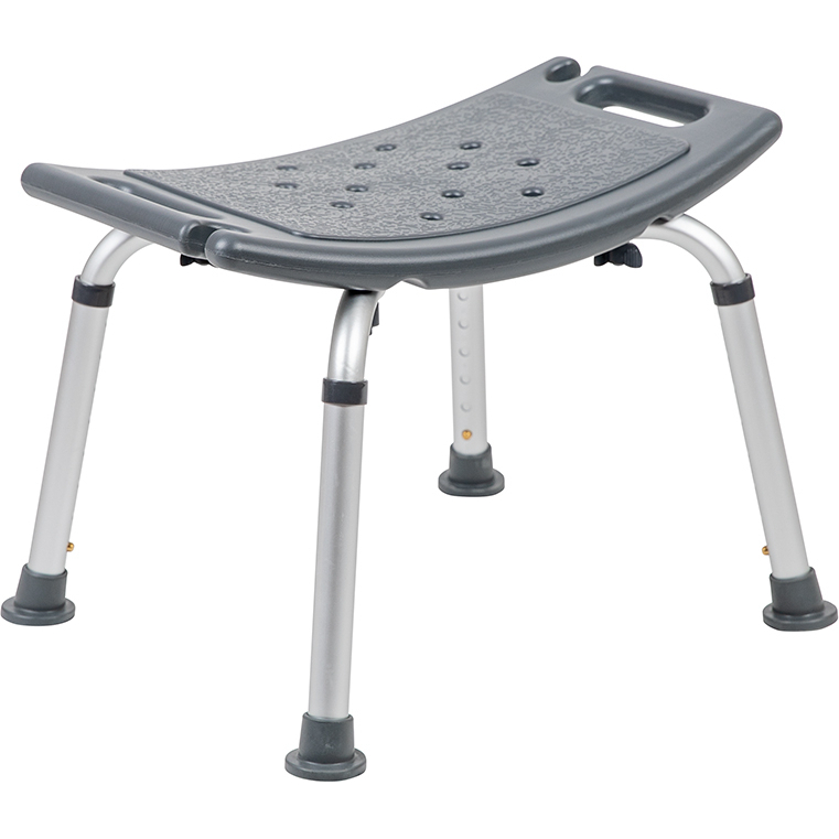 HERCULES Series Tool-Free And Quick Assembly, 300 Lb. Capacity, Adjustable Gray Bath And Shower Chair With Non-slip Feet DC-HY3410L-GRY-GG