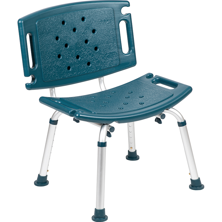 HERCULES Series Tool-Free And Quick Assembly, 300 Lb. Capacity, Adjustable Navy Bath And Shower Chair With Extra Large Back DC-HY3501L-NV-GG