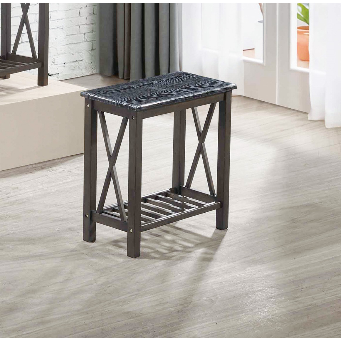 X-cross Side Table in Black and Grey