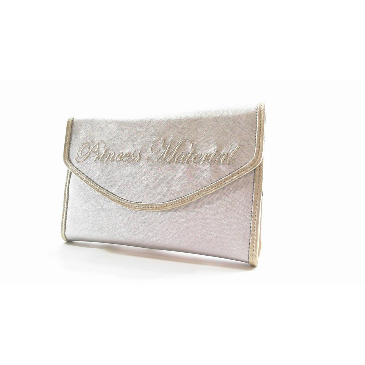 SNOB Essentials Disney Cinderella Princess Material Clutch Jewelry Bag Metallic Silver Handbag Purse Small Designer Womens SE154600