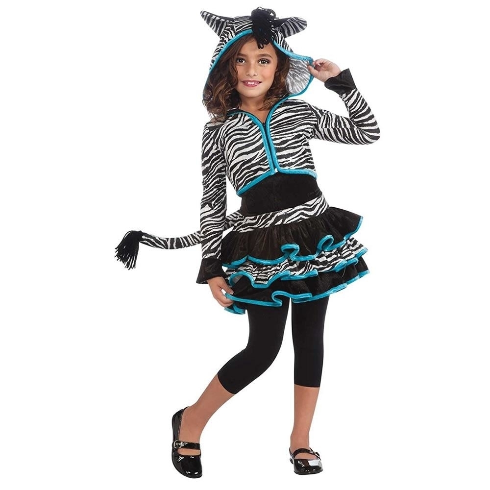 Drama Queens Zebra Print Hoodie Size S 4/6 Girls Costume Dress Outfit Rubie's