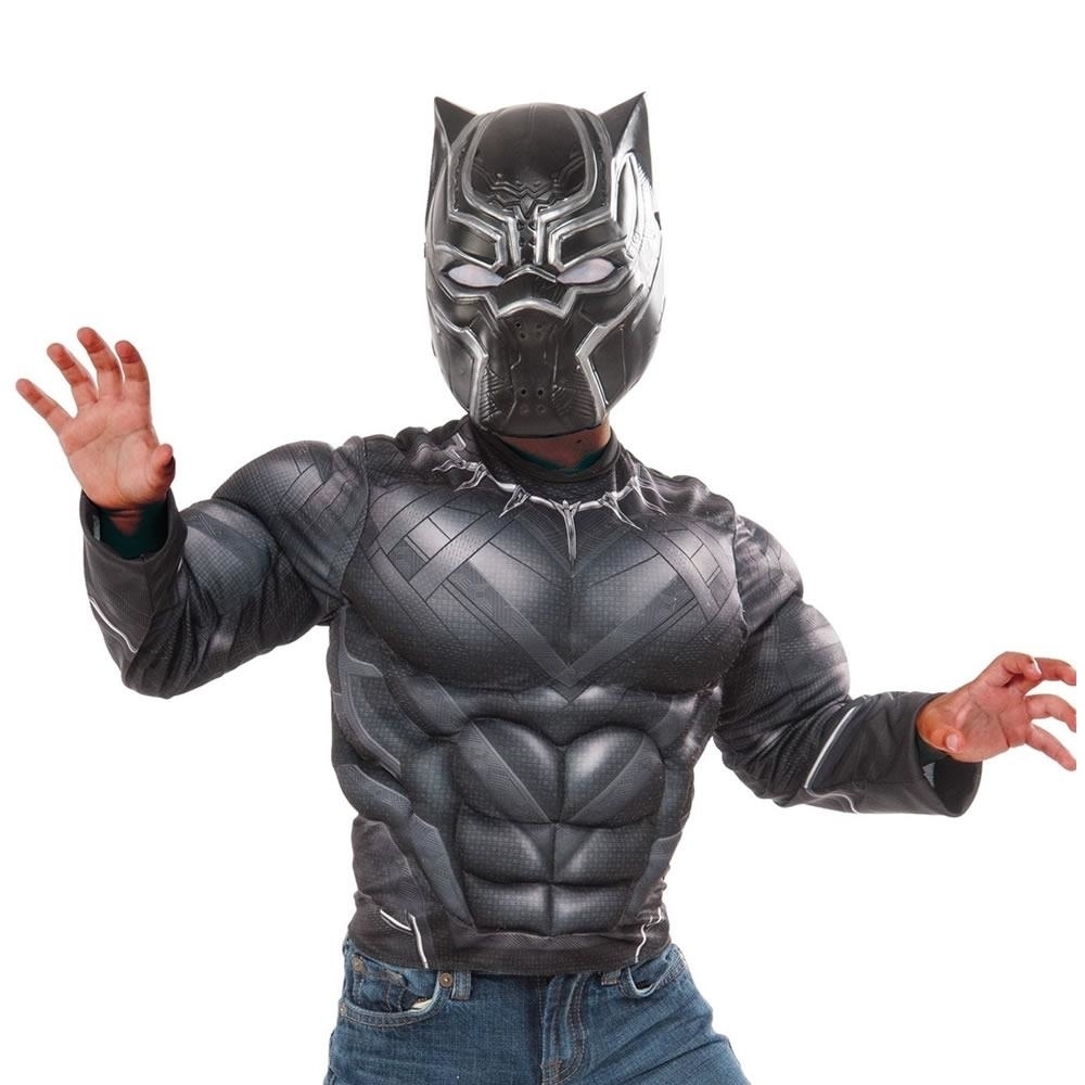 Black Panther Muscle Size 4-6 Chest Shirt Costume Marvel Avengers Rubie's