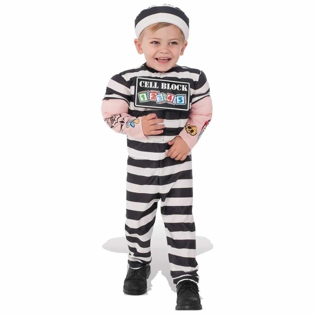 Lil Prisoner Cell Block Childs Size M 8/10 Jailbird Striped Costume Outfit Rubie's