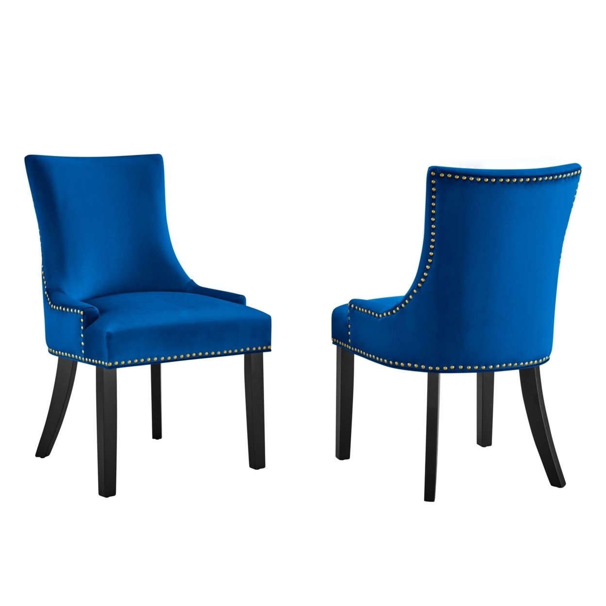 Marquis Performance Velvet Dining Chairs - Set Of 2, Navy